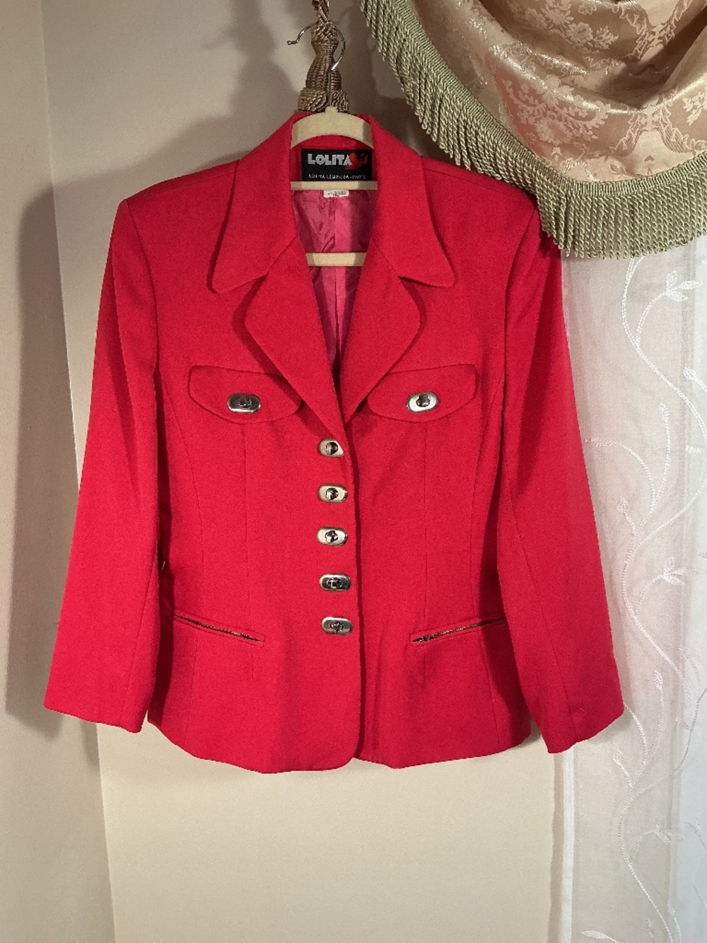 Vintage Lolita Lempicka Paris Made in France Fuchsia Tailored Blazer Sz 42 (6-8)